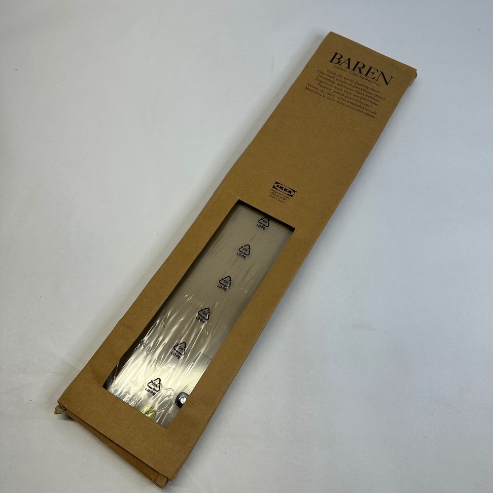 IKEA Baren Glass 23" Shelf Tord Bjorklund Chrome Tempered Glass New